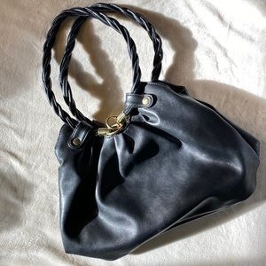 Relic Black Hobo Bag with Braided Handles Gold Hardware